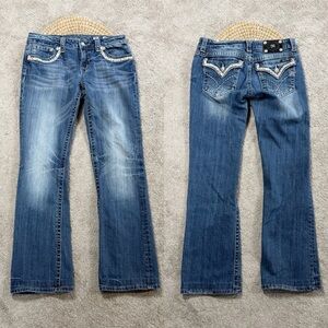 Miss Me Women’s Boot Cut Jeans Low Rise Studded Cowgirl in Medium Wash 31 x30